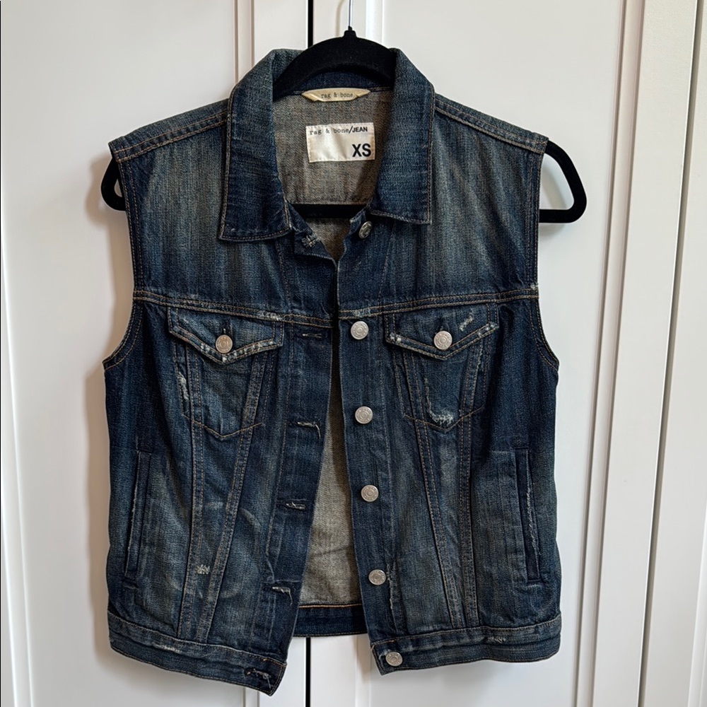 Rag & Bone Blue Denim Vest
